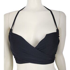 Women's WET Black Bikini Top Underwire Swimsuit Halter Medium Wrap Around